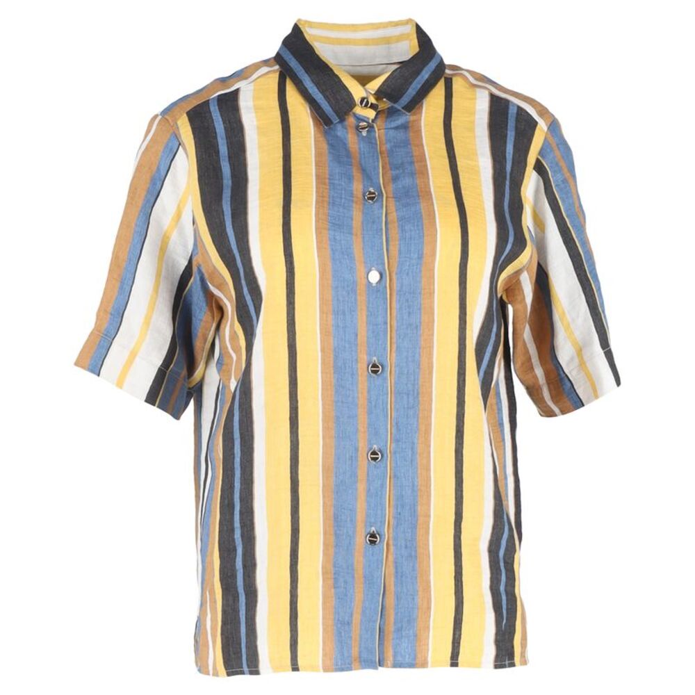 Sandro Striped Buttoned Shirt in Multicolor Linen